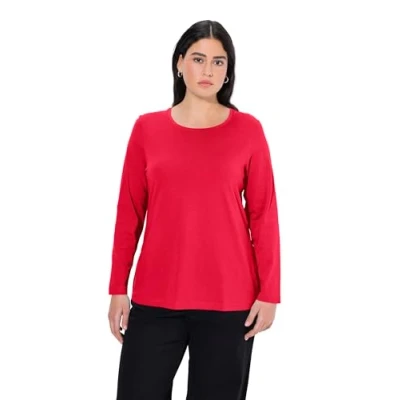 Abbildung von Ulla Popken Damen Langarm shirt, Rot, 54 56 EU