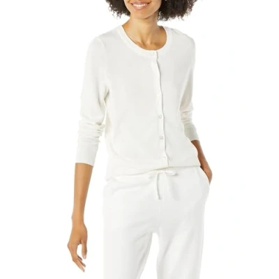 Abbildung von Amazon Essentials Damen Leichte Rundhalsstrickjacke (Erhältlich In Übergröße), Elfenbein, XS