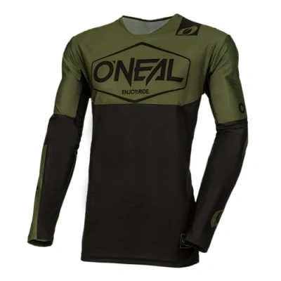 Abbildung von O&#039;NEAL Motocross Shirt Langarm MX MTB Mountainbike Leichtes Material, ergonomischer Slim Fit Schnitt für perfekte Passform Mayhem Jersey Hexx V.24 Erwachsene Grün Schwarz Größe M