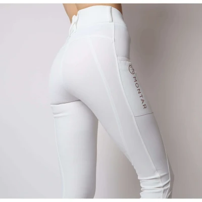 Abbildung von Montar Reitleggings Michelle Rosegold Logo Weiß 44