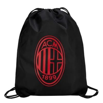 Abbildung von AC Milan GIL S.R.L Gym Sack Crest Monochrome Rot 190T 100% recyceltes Polyester dicke Kordeln für alle Rossoneri Fans Offizielles Produkt, Schwarz, L, Klassisch