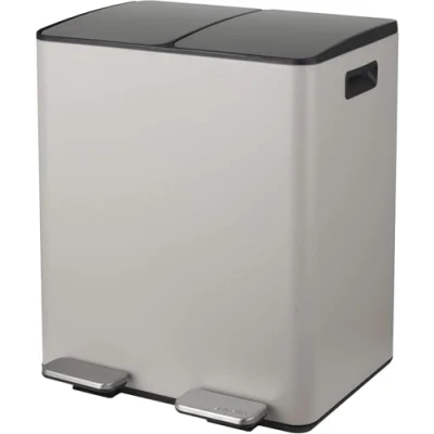 Abbildung von Spirella Mülleimer Mülltrennsystem 40 L (2x20 Liter) mit Inneneimer große Abfallbehälter Abfalleimer Treteimer Edelstahl Absenkautomatik Taupe