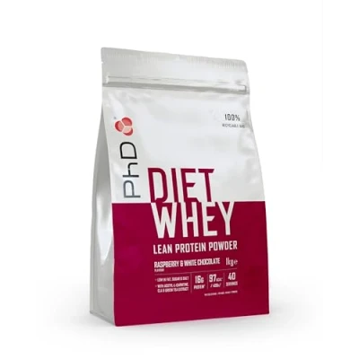 Abbildung von PhD Nutrition Diet Whey Protein Pulver 1kg Himbeere &amp; Weiße Schokolade, Kalorienarmes High Eiweißpulver zur Diät Unterstützung mit 16g Eiweiß pro Portion