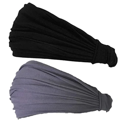 Abbildung von CHARM Stirnband Herren Bandana Kopftuch Haarband Männer Sport Japanisch (M, Schwarz, Dunkelgrau 2 Pack)