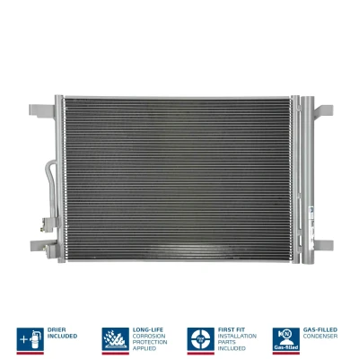 Abbildung von NISSENS 940834 Klimakondensator mit Trockner Aluminium 576 R 134a AUDI: A3 Sportback, Hatchback, Saloon