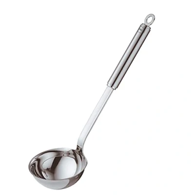 Abbildung von RÖSLE Schöpflöffel, Hochwertige Schöpfkelle mit Rundgriff, 9 cm, Edelstahl 18/10, spülmaschinengeeignet, Silbern