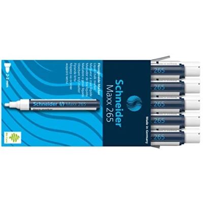 Abbildung von Schneider Maxx 265 Kreidestift (2 3 mm Strichstärke, feucht abwischbar, wasserbasiert, geruchsneutral) 10 Stück weiß