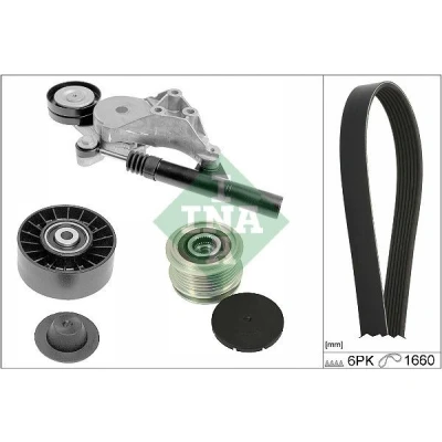 Abbildung von INA 529 0471 20 Keilrippenriemensatz mit Freilaufriemenscheibe VOLKSWAGEN: Golf 4 Variant, 4, SEAT: Leon I Hatchback, SKODA: Octavia Hatchback