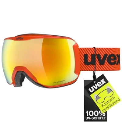 Abbildung von uvex downhill 2100 CV Skibrille für Damen und Herren konstraststeigernd verzerrungs &amp; beschlagfrei fierce red/orange green one size