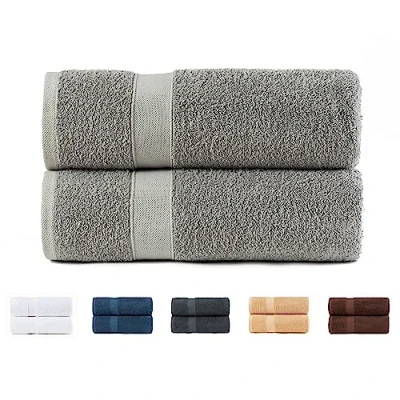 Abbildung von Todocama 2 große Badetücher, 100% Baumwolle, 550 g/m², extra weich, sehr saugfähig und schnell trocknend, Maße 100 x 150 cm, hellgrau.