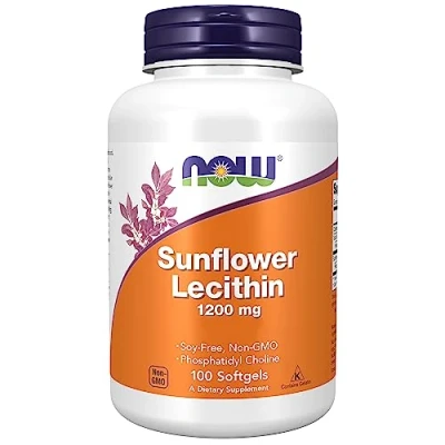 Abbildung von Now Foods, Sunflower Lecithin (Sonnenblumenlecithin), 1.200mg, Hochdosiert, 100 Weichkapseln, Laborgeprüft, Sojafrei, Glutenfrei, Ohne Gentechnik