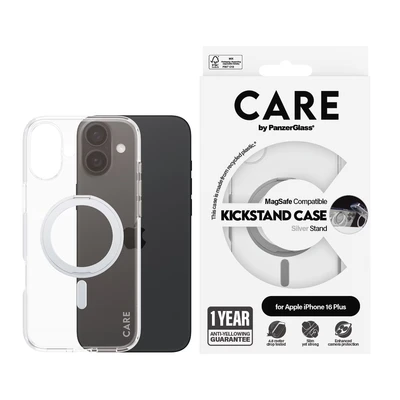 Abbildung von Apple iPhone 16 Plus Hülle MagSafe Recycelter Kunststoff Hard Case/Backcover Handyhülle Silber Shockproof/Stoßfest mit Foto od. Logo