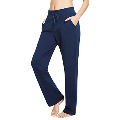 Abbildung von BALEAF Damen Thermo Jogginghose Baumwolle Yogahose mit Taschen Geradem Bein Hose Sweathose Freizeithose Dunkle Blau XL