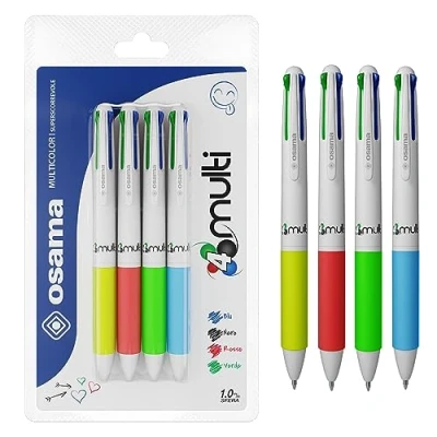 Abbildung von Osama 4 Multi Set Druckkugelschreiber4 Farben, Stück Farben Kugelschreiber, 0,1 mm, mit schwarzer, blauer, roter und grüner Tinte, ideal für Schreib Schulbedarf, Universität Büro