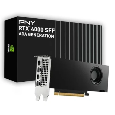 Abbildung von PNY NVIDIA RTX 4000 SFF Ada Generation 20GB GDDR6 PCI Express 4.0 Dual Slot, Low Profil 4X MiniDisplayPort, 8K Support, Ultraleiser aktiver Lüfter
