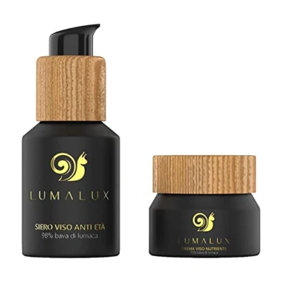 Abbildung von Lumalux Skin Care Combo Pack (50ml Serum + 50ml Creme) 98% Schneckenschleim &amp; 75% Scheckenschleim Creme Anti Aging und Feuchtigkeitscreme Gesicht Skincare Set