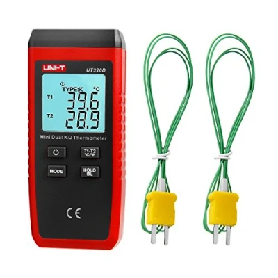 Abbildung von UT320D Dual Kanal K/J Digitales Thermometer, Thermoelement Temperaturmesser Temperaturmessgerät mit 2 K Typ Messsonde für Industrie, Landwirtschaft, Meteorologie und Leben