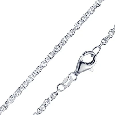 Abbildung von MATERIA Doppel Ankerkette Silber 925 2mm Damen Halskette 5,0g in 40 45 50 60 70 cm #K41, Länge Halskette:40