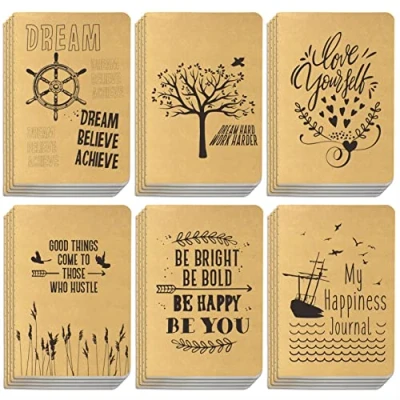 Abbildung von Vantasii 24er Pack Notizbücher aus Kraftpapier; liniert; in 6 Designs; als Taschennotizbuch für das Büro, Zuhause, die Schule oder Geschäft (80 Seiten, 10 x 14,5 cm)