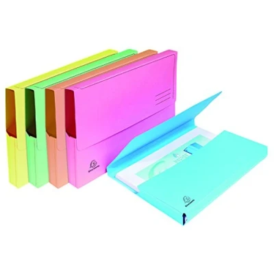 Abbildung von Exacompta 47970E Aktenmappe SUPER DIN A4. Aus stabilen Manila Karton mit Beschriftungslinlien Pastellfarben 1 Stück Zufallsfarbe. Ideal für die Aufbewahrung Ihrer Dokumente Sammelmappe