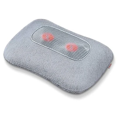 Abbildung von Beurer MG 145 Massagekissen, Rücken Nacken Massagegerät für eine entspannende Shiatsu Massage, Wärmefunktion, waschbarer Bezug, 4 Massageköpfe, grau, 34 x 23 cm 1er Pack