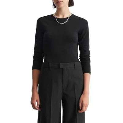 Abbildung von Marc O&#039;Polo Denim Longsleeve Roundneck SLIM FIT Langarmshirt, Damen, Größe: XS, Black