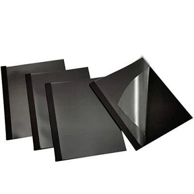 Abbildung von Rayson Thermo bindemappen, 2 mm, bindet bis zu 15 Blatt, A4, Schwarz, 125 Mikron Kunststoff Heizbindeumschlag, 25 Stück