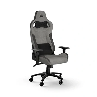 Abbildung von Corsair T3 RUSH Fabric (2023) Fauteuil Gaming Inspiré des Sports Automobiles Revêtement en Tissu Doux Coussin Détachable pour La Nuque et Support Lombaire à Mémoire de Forme Gris Anthracite