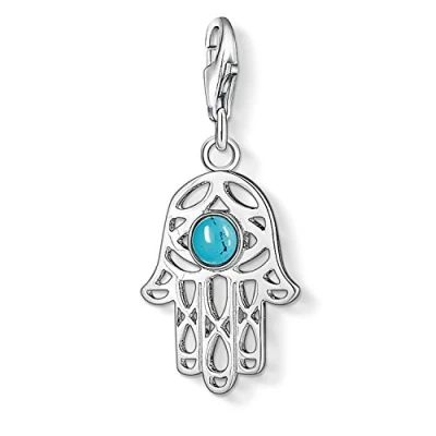 Abbildung von Thomas Sabo Damen Charm Anhänger Fatimas Hand Türkis Club 925 Sterling Silber 1052 404 17