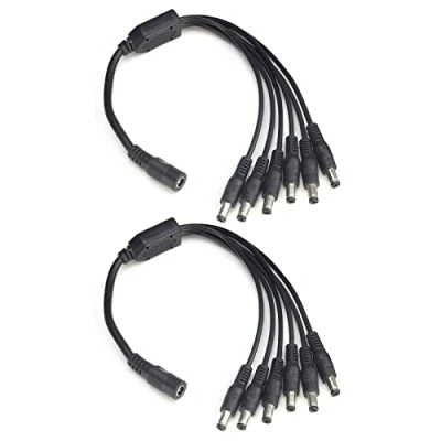 Abbildung von Security 01 1 bis 6 Wege DC Power Splitter Kabel Schwarz, Stecker 5,5mm x 2,1mm für CCTV Kamera LED String Licht