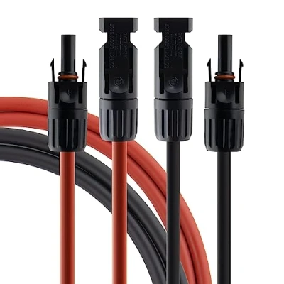 Abbildung von SeKi Solarkabel 6 mm² rot/schwarz 1,0m; inkl. montierter MC4 kompatiblen Steckverbindern; Verlängerungskabel; PV Kabel; Anschlusset 1x rot + schwarz