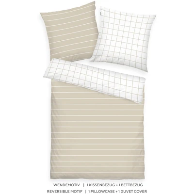 Abbildung von TOM TAILOR HOME Bettwäsche "CHECK AND STRIPES in Gr. 135x200cm oder 155x220cm" 2 Stk. new bedroom, gewebtes Label