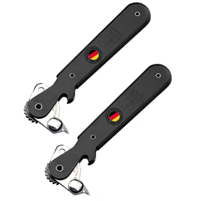 Abbildung von Westmark 2 Hebeldosenöffner, mit Kapselheber, Länge: 16,2 cm, Stahl, Columbus, Farbig sortiert: Schwarz/Rot/Silber, 102522E3