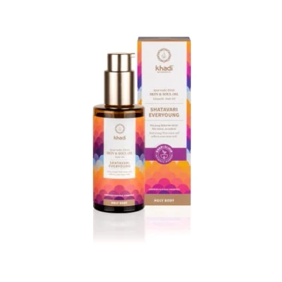 Abbildung von khadi SHATAVARI EVERYOUNG Ayurvedisches Elixier Skin &amp; Soul Oil, Intensives Anti Aging Öl, strafft, verjüngt revitalisiert, 100% pflanzlich, natürlich vegan, Zertifizierte Naturkosmetik, 100ml