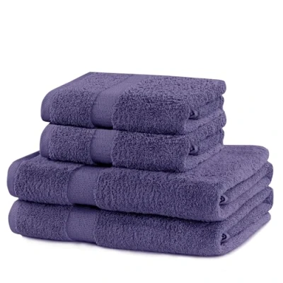 Abbildung von DecoKing 4er Set Baumwolle Qualität 525g/m² 2 Handtücher 50x100 cm und Badetücher 70x140 violett saugfähig Marina