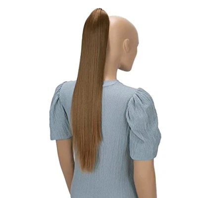 Abbildung von CAISHA 60cm Glatt Pferdeschwanz Mit Butterflyklammer Haarteil Zopf Hitzebeständig Haarverlängerung Mittelbraun H615