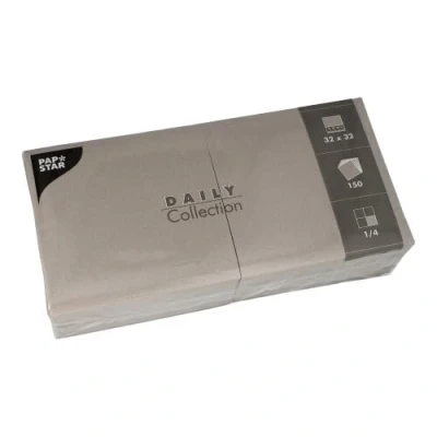 Abbildung von 150 Servietten &quot;DAILY Collection&quot; 1/4 Falz 32 cm x grau