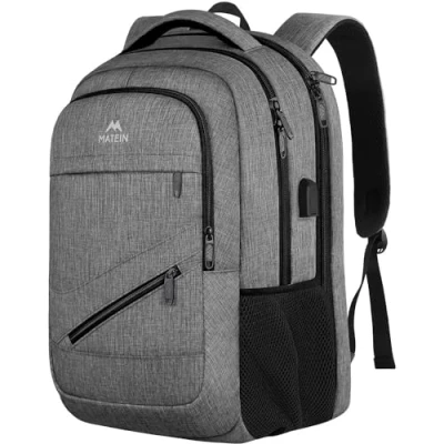 Abbildung von MATEIN Laptop Rucksack 17 Zoll, Große Herren Wasserdicht Reisen Tasche Arbeit Business Schulrucksack mit USB Ladeanschluss, Anti Diebstahl TSA Backpack Teenager Daypack Damen, Grau