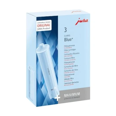 Abbildung von JURA original CLARIS Blue+ Filterpatrone mit dem Plus an Hygiene TÜV zertifizierte 3er Pack 24231