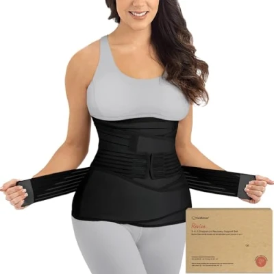 Abbildung von KeaBabies Revive 3 in 1 Postpartum Gürtel für Damen Bauchgurt nach Geburt Kaiserschnitt,Rückbildungsgürtel Geburt,Bauchband Geburt,Bauchgurt Schwangerschaft (Midnight Black, M/L)