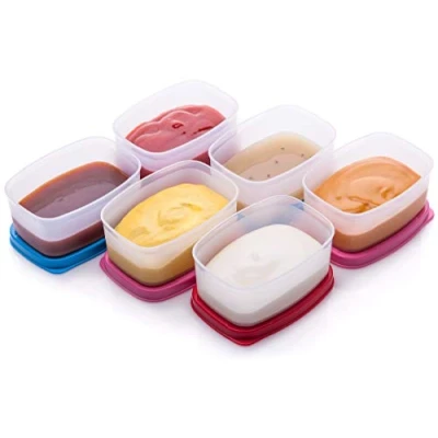 Abbildung von SIGNORA WARE auslaufsichere Frischhaltedosen Luftdichte, mikrowellengeeignete kleine Aufbewahrungsbox mit Deckel Mini Camping Plastik Dosen Set für Soßen, Dips und Gewürze (85ml)