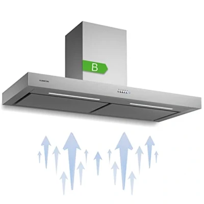 Abbildung von Klarstein Dunstabzugshaube 120cm Umluft/Abluft, für die Küche, Abzugshaube mit Filter, Dunstabzug Leistungsstarkem 546m3/h Luftstrom, Wandhauben LEDs, Dunstabzugshauben