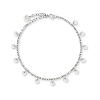 Abbildung von GD GOOD.designs Silberne Armkette mit Plättchen für Damen Wasserfest Edelstahl Armband 12 runden Coin I Größenverstellbares Armkettchen