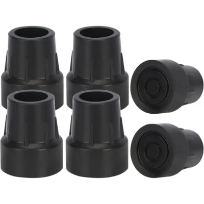 Abbildung von supregear 6 Stück Strapazierfähige Gummifuß 25mm für Gehhilfen Gehstöcke Krücken, Rutschfest Schutzkappen Gehstock, Rohrspitze Mit Metalldichtung Schwarz