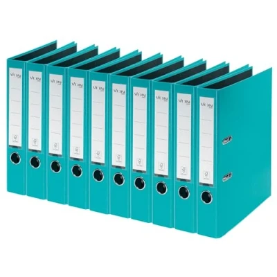 Abbildung von VON Leitz Ordner A4, 10er Pack, Karton mit Kunststoffeinband, 50 mm Rückenbreite, Für 350 Blatt, Blauer Engel &amp; FSC zertifiziert, Schule, Studium Zuhause, Türkis, 10560052
