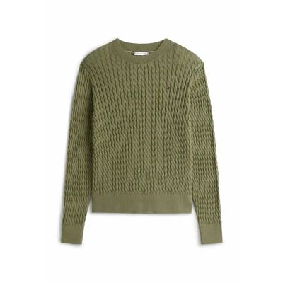 Abbildung von Tommy Hilfiger Rundhalspullover »CO CABLE C NK LS SWEATER«, mit Zopfmuster