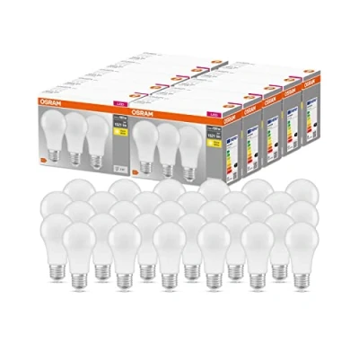 Abbildung von OSRAM LED Base Classic A, in Kolbenform mit E27 Sockel, Nicht Dimmbar, Ersetzt 100 Watt, Matt, Warmweiß 2700 Kelvin, 10 x 3er Pack