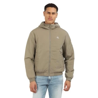 Abbildung von Calvin Klein Herren Jacke Padded Hooded Übergangsjacke, Brindle (Beige), XL