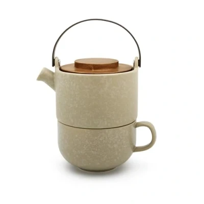 Abbildung von Bredemeijer kleine Single Steingut Teekanne 0.5 Liter beige 2 teiliges Kannen Set aus Keramik inkl. Teetasse &amp; Tee Filter