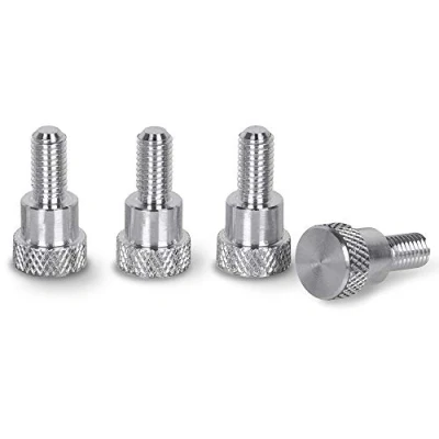 Abbildung von Precision Geek Rändelschrauben aus Aluminium mit Schulter, M4 x 10 mm, Gesamtlänge der Schraube 20 Kopfdurchmesser mm Set 4 Stück